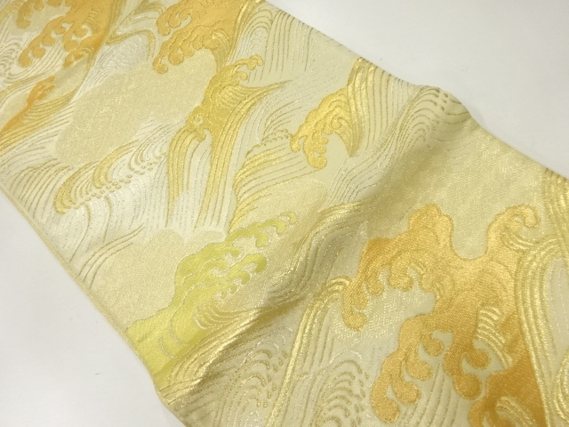 アンティーク　雲に荒波模様織出し袋帯（材料）